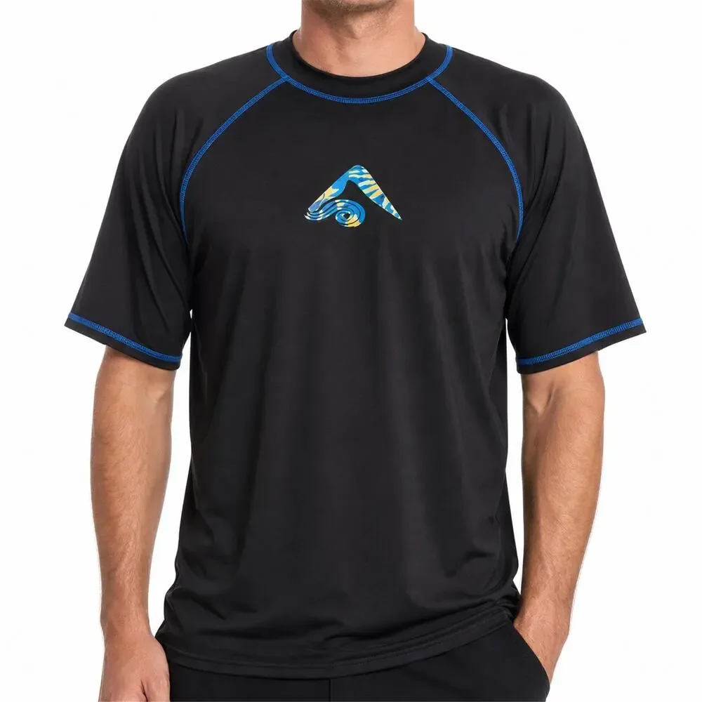 Okanu Rash Guard Shirt Mens 2XL Black Stretch Raglan Sleeve Crew Neck Pullover